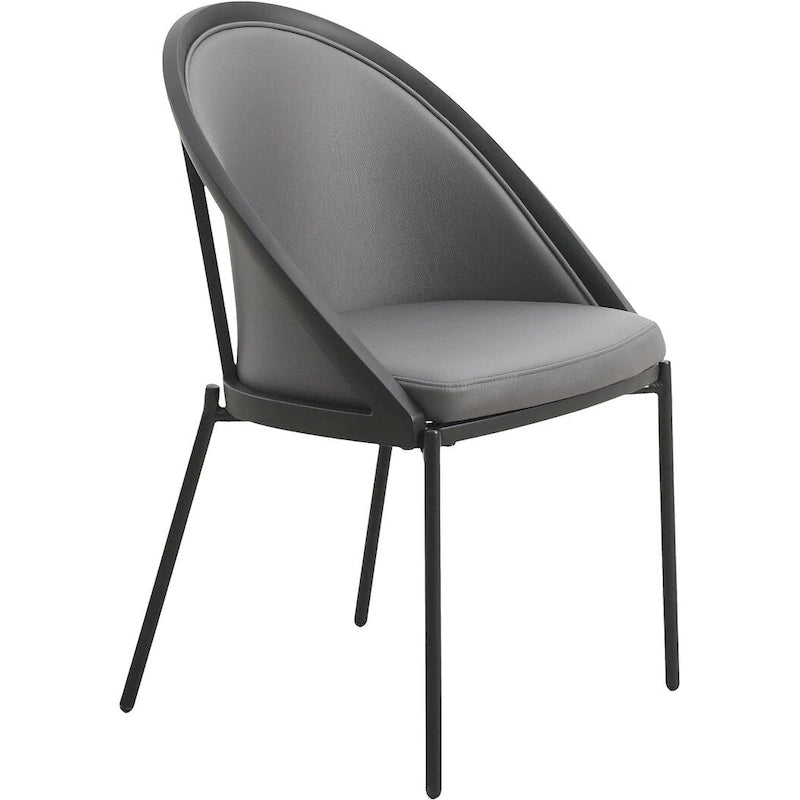 Chaises de salle à manger en similicuir rembourrées avec pieds en acier thermolaqué