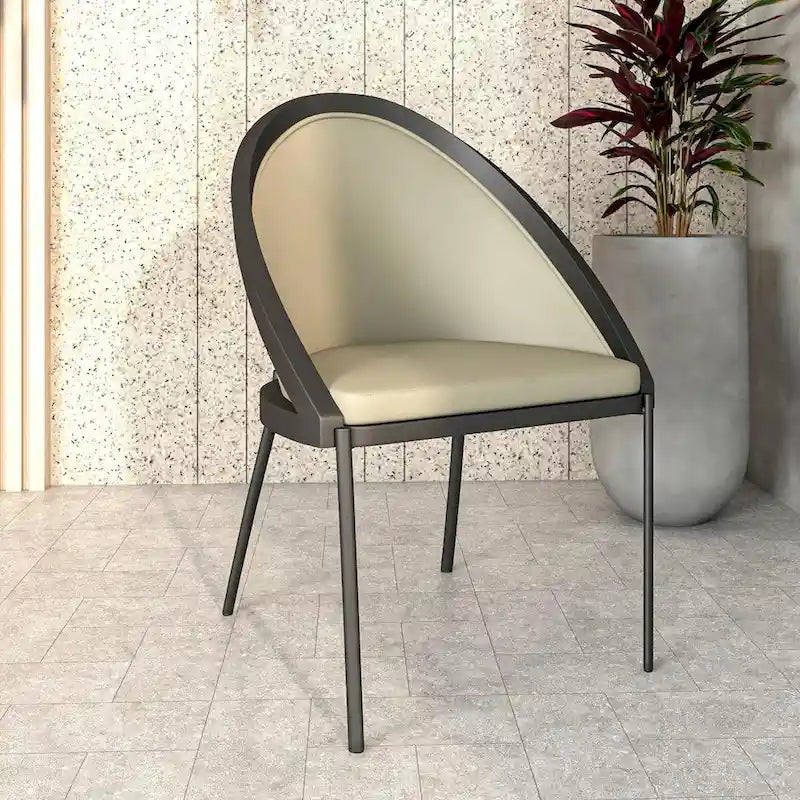 Chaises de salle à manger en similicuir rembourrées avec pieds en acier thermolaqué