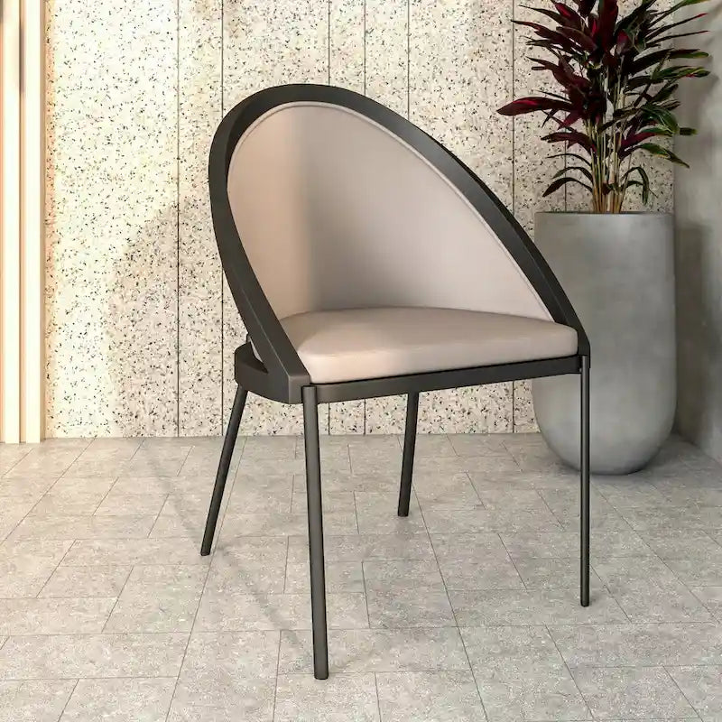 Chaises de salle à manger en similicuir rembourrées avec pieds en acier thermolaqué
