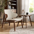 Ensemble de 2 pièces de fauteuil d'appoint et de table en noyer et tissu bouclé de style Mid-Century