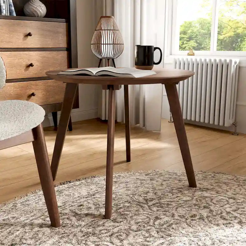 Ensemble de 2 pièces de fauteuil d'appoint et de table en noyer et tissu bouclé de style Mid-Century