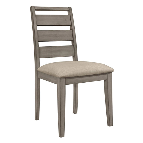 Ensemble de 2 chaises de salle à manger, dossier échelle gris de 63,5 cm, assise rembourrée en tissu grège