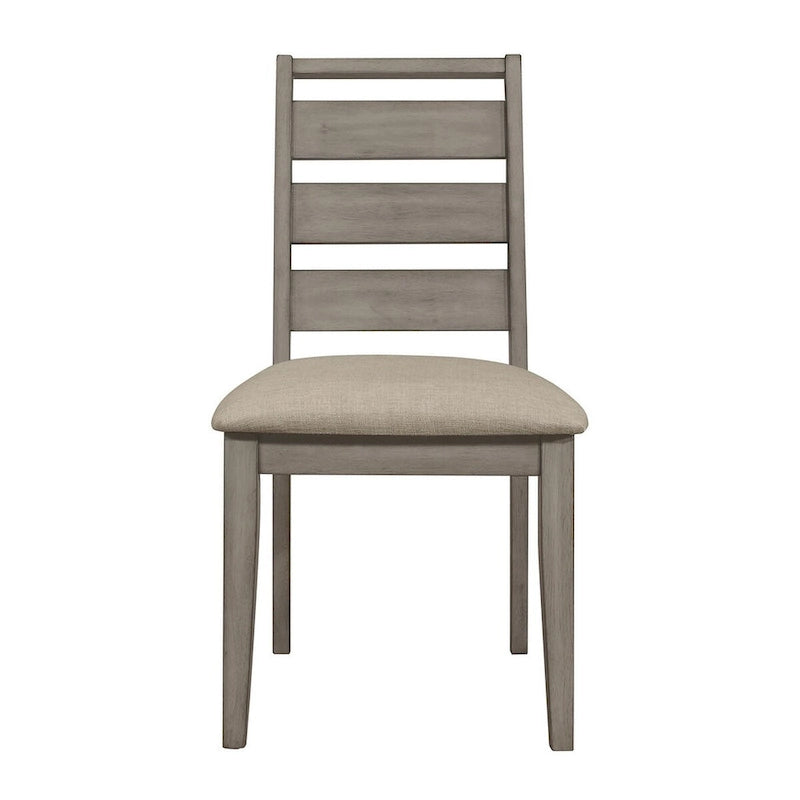 Ensemble de 2 chaises de salle à manger, dossier échelle gris de 63,5 cm, assise rembourrée en tissu grège