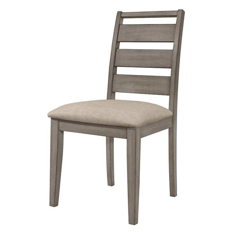Ensemble de 2 chaises de salle à manger, dossier échelle gris de 63,5 cm, assise rembourrée en tissu grège