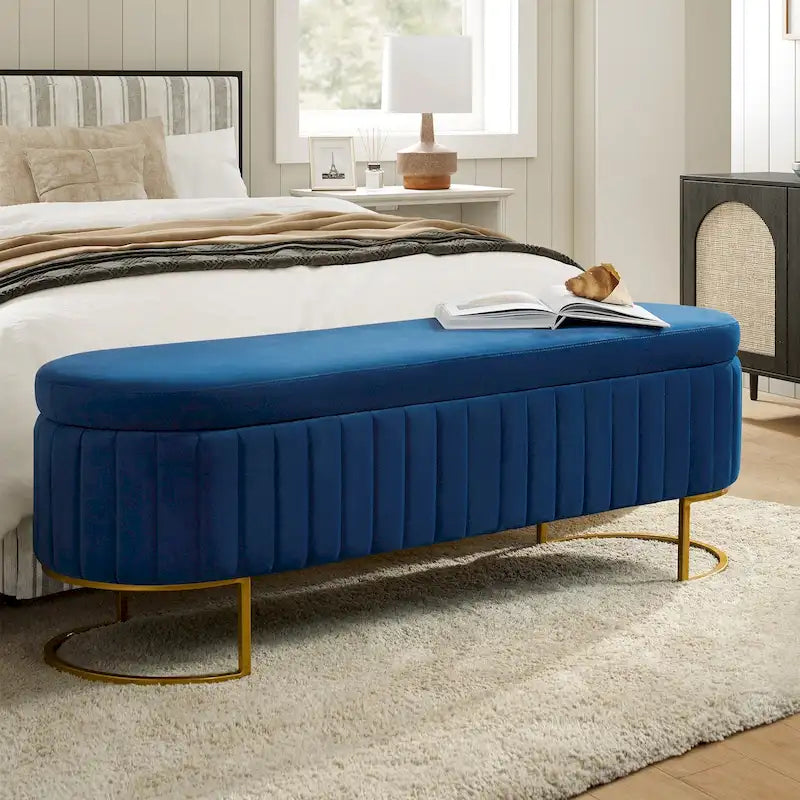 Banc de rangement rembourré de style moderne du milieu du siècle