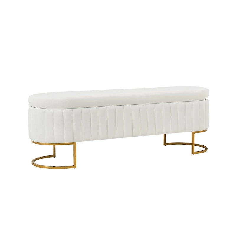 Banc de rangement rembourré de style moderne du milieu du siècle