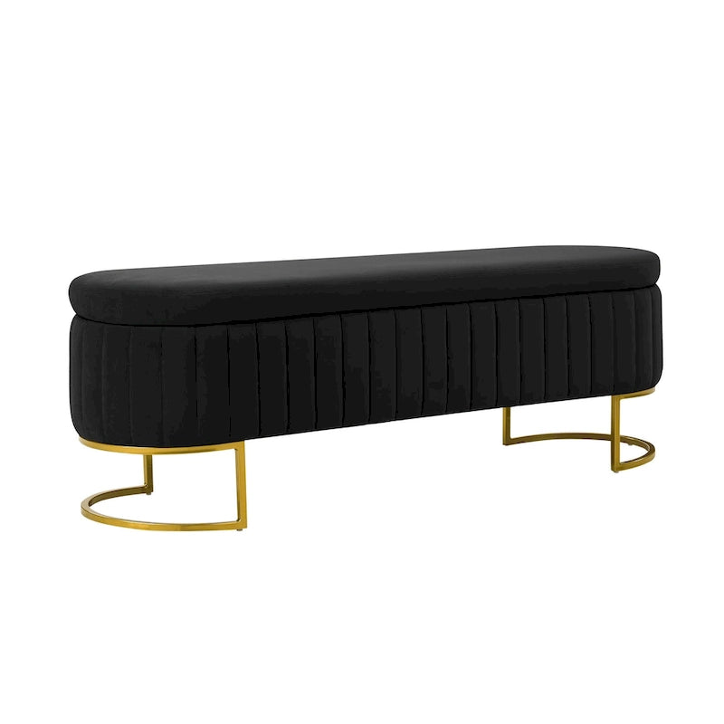 Banc de rangement rembourré de style moderne du milieu du siècle