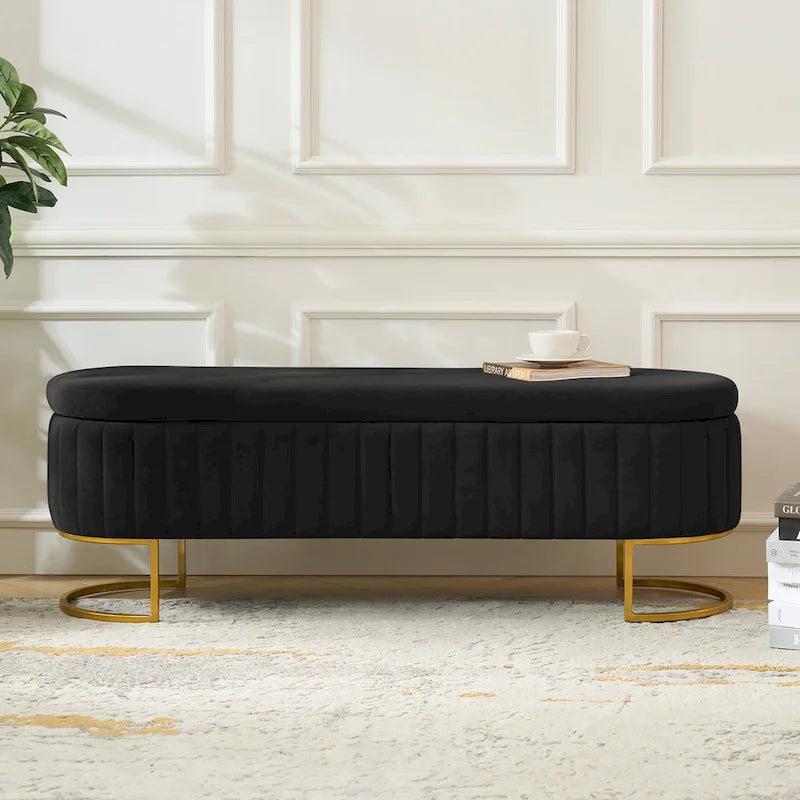 Banc de rangement rembourré de style moderne du milieu du siècle
