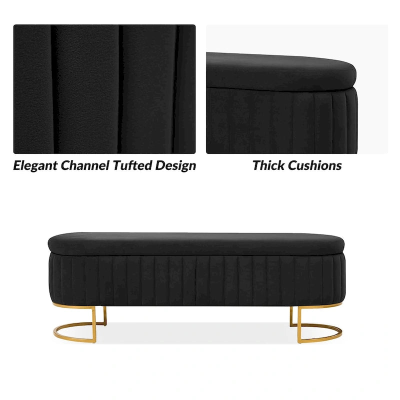 Banc de rangement rembourré de style moderne du milieu du siècle