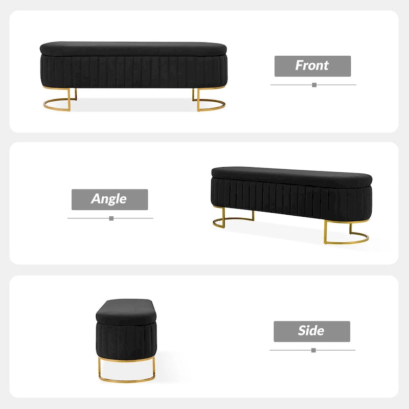 Banc de rangement rembourré de style moderne du milieu du siècle