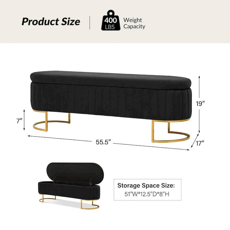 Banc de rangement rembourré de style moderne du milieu du siècle