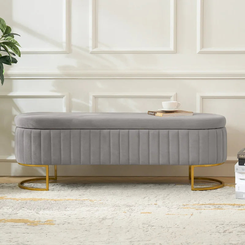 Banc de rangement rembourré de style moderne du milieu du siècle