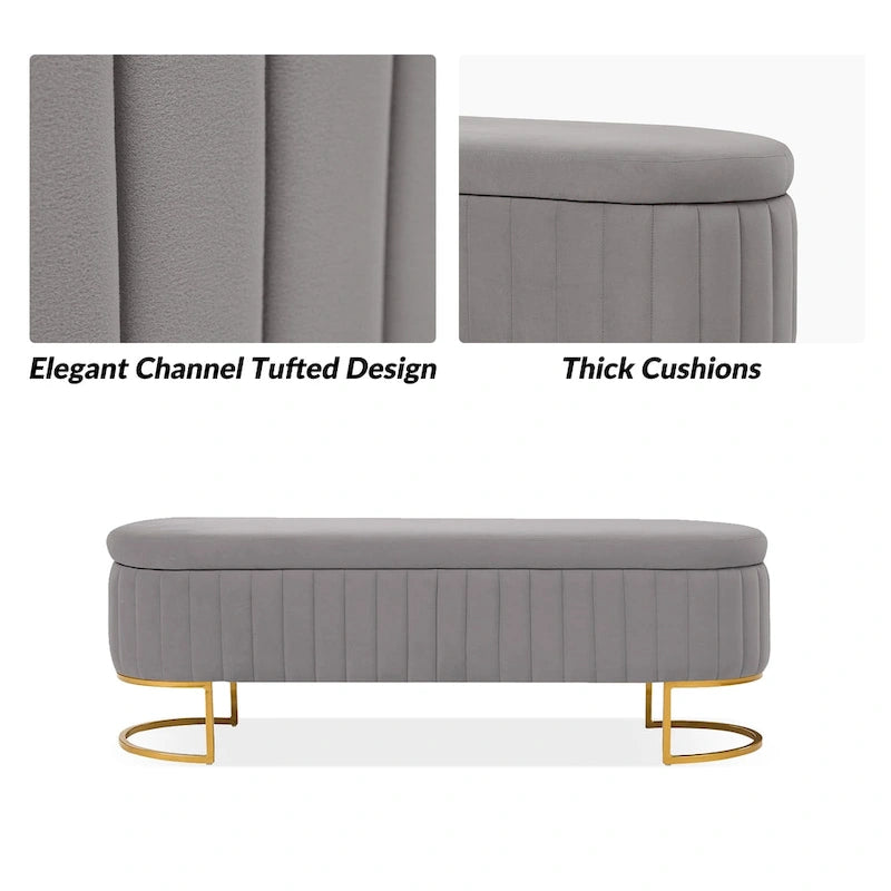 Banc de rangement rembourré de style moderne du milieu du siècle