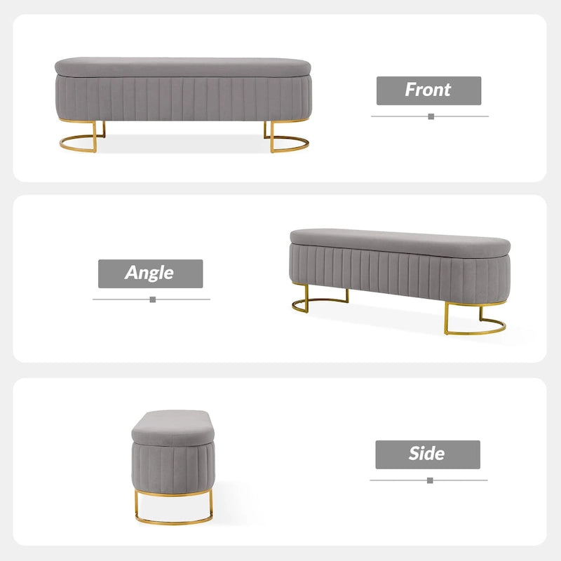 Banc de rangement rembourré de style moderne du milieu du siècle
