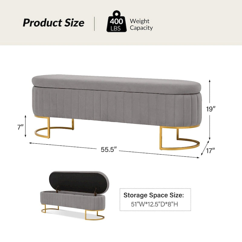 Banc de rangement rembourré de style moderne du milieu du siècle
