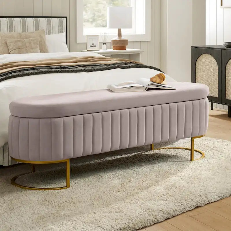 Banc de rangement rembourré de style moderne du milieu du siècle