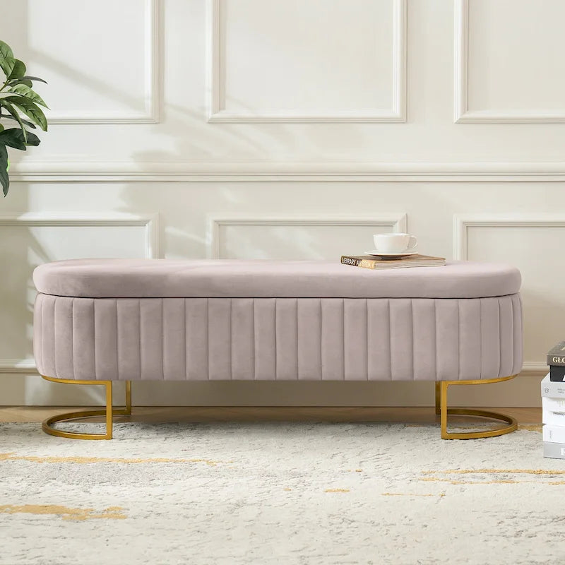 Banc de rangement rembourré de style moderne du milieu du siècle