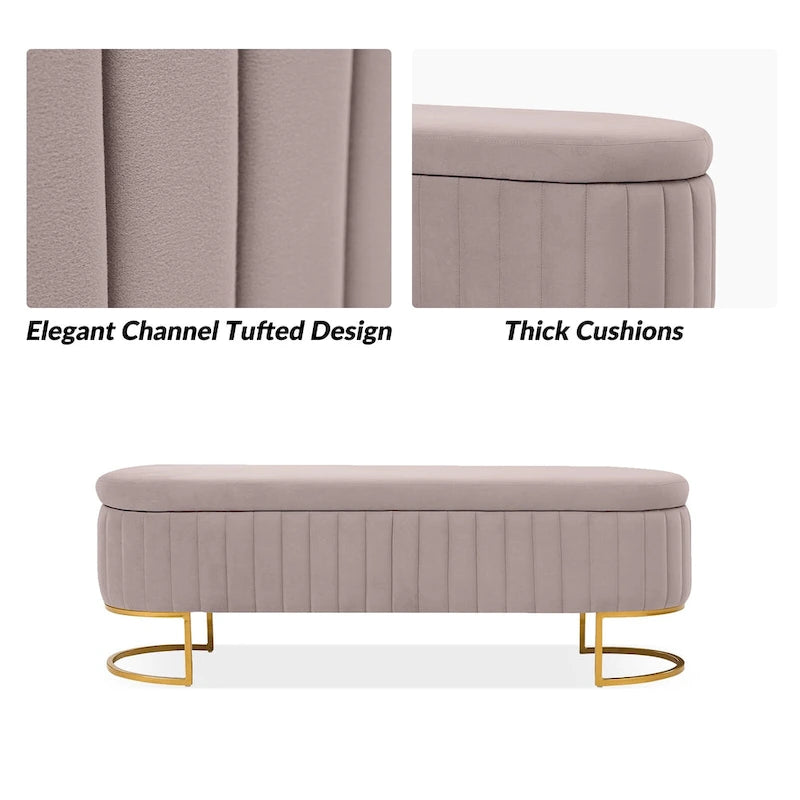 Banc de rangement rembourré de style moderne du milieu du siècle