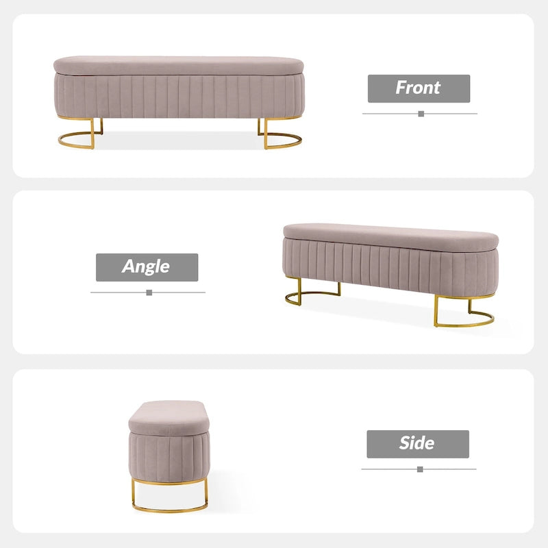 Banc de rangement rembourré de style moderne du milieu du siècle