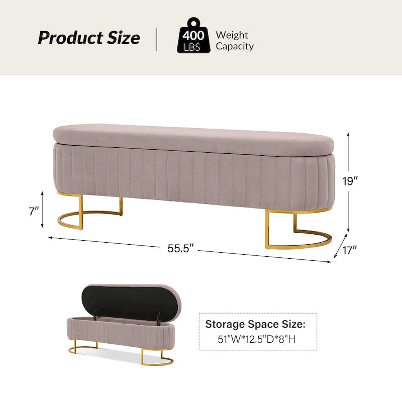 Banc de rangement rembourré de style moderne du milieu du siècle