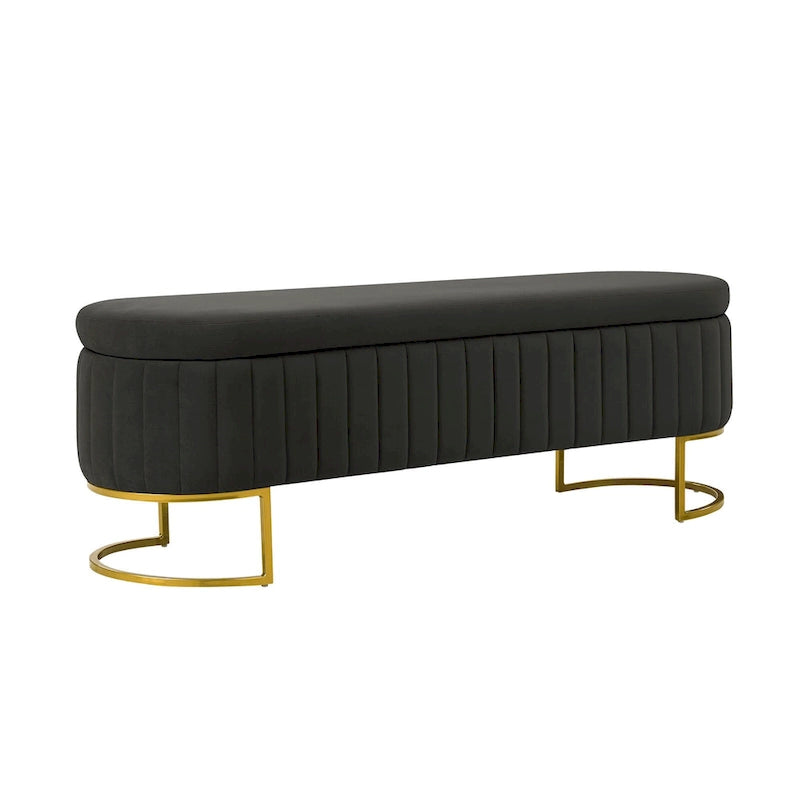 Banc de rangement rembourré de style moderne du milieu du siècle