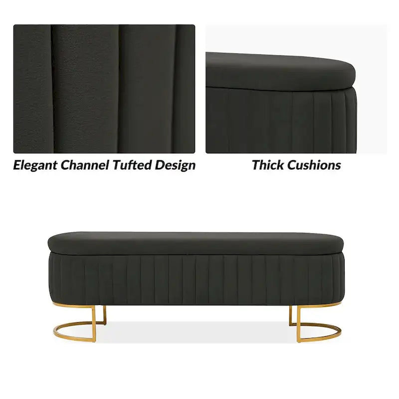 Banc de rangement rembourré de style moderne du milieu du siècle