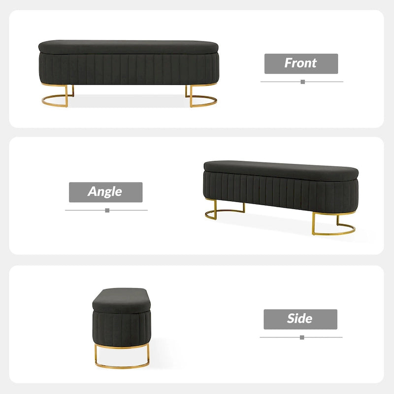 Banc de rangement rembourré de style moderne du milieu du siècle