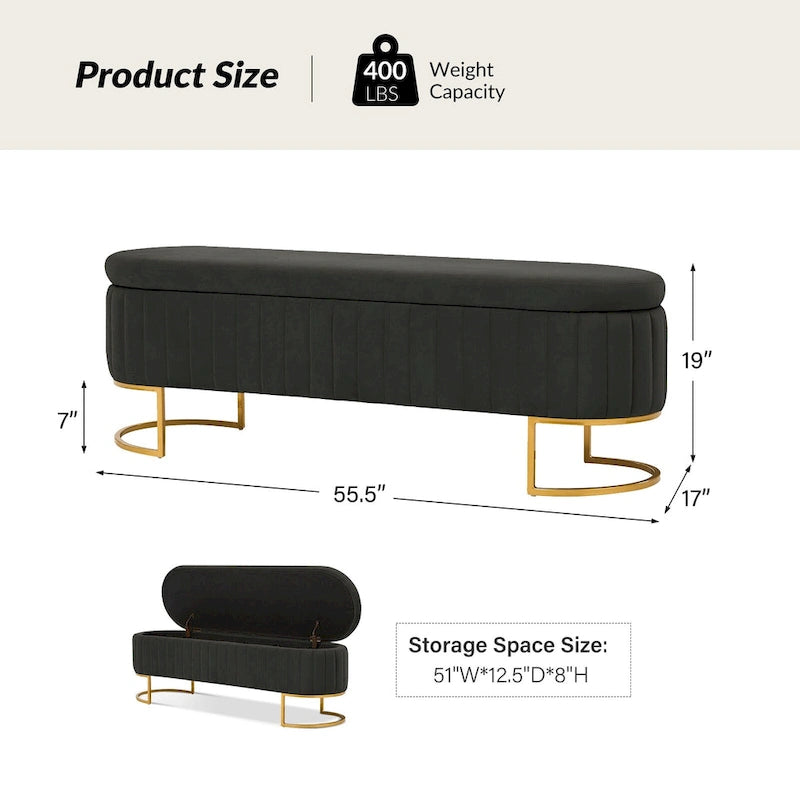 Banc de rangement rembourré de style moderne du milieu du siècle