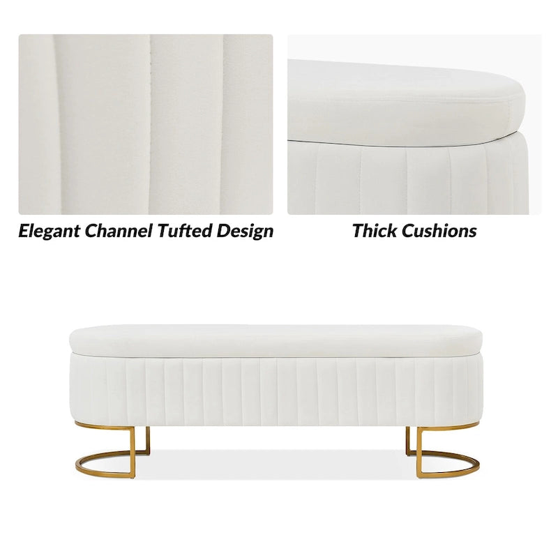 Banc de rangement rembourré de style moderne du milieu du siècle