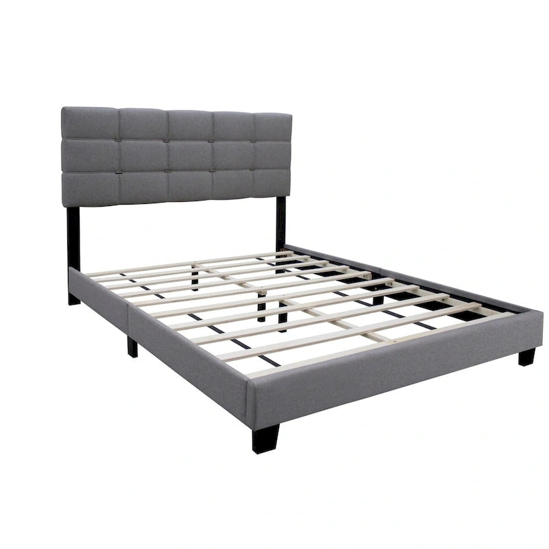 Cadre de lit tapissé réglable Queen Size, élégant, durable et résistant à la saleté, pas besoin de matelas à ressorts encombrants