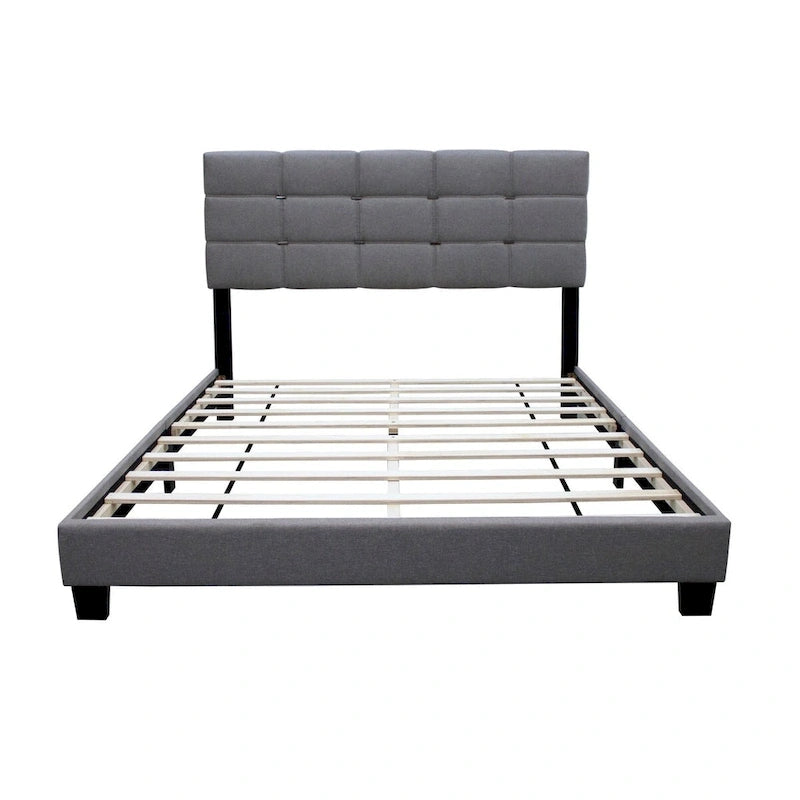 Cadre de lit tapissé réglable Queen Size, élégant, durable et résistant à la saleté, pas besoin de matelas à ressorts encombrants