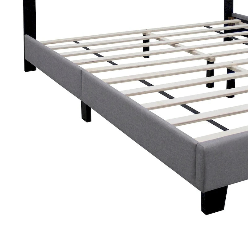 Cadre de lit tapissé réglable Queen Size, élégant, durable et résistant à la saleté, pas besoin de matelas à ressorts encombrants