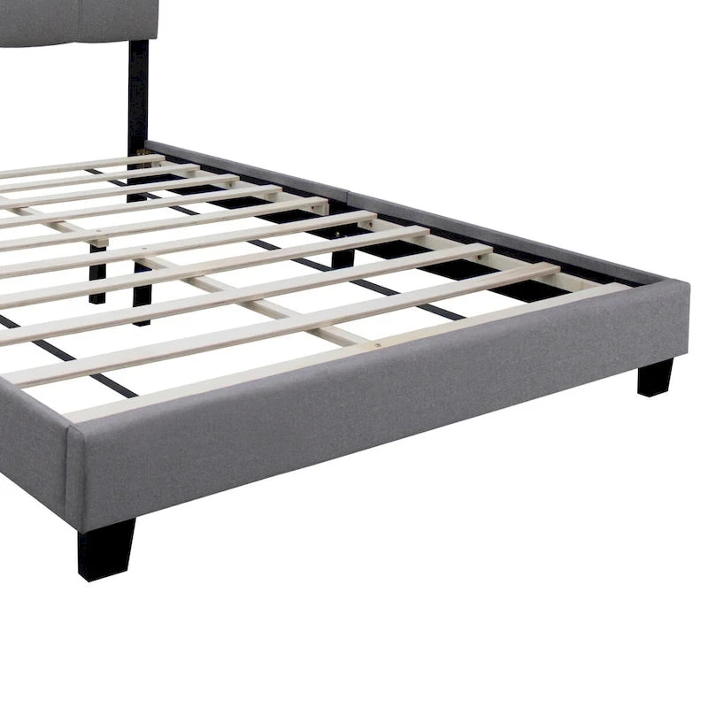 Cadre de lit tapissé réglable Queen Size, élégant, durable et résistant à la saleté, pas besoin de matelas à ressorts encombrants