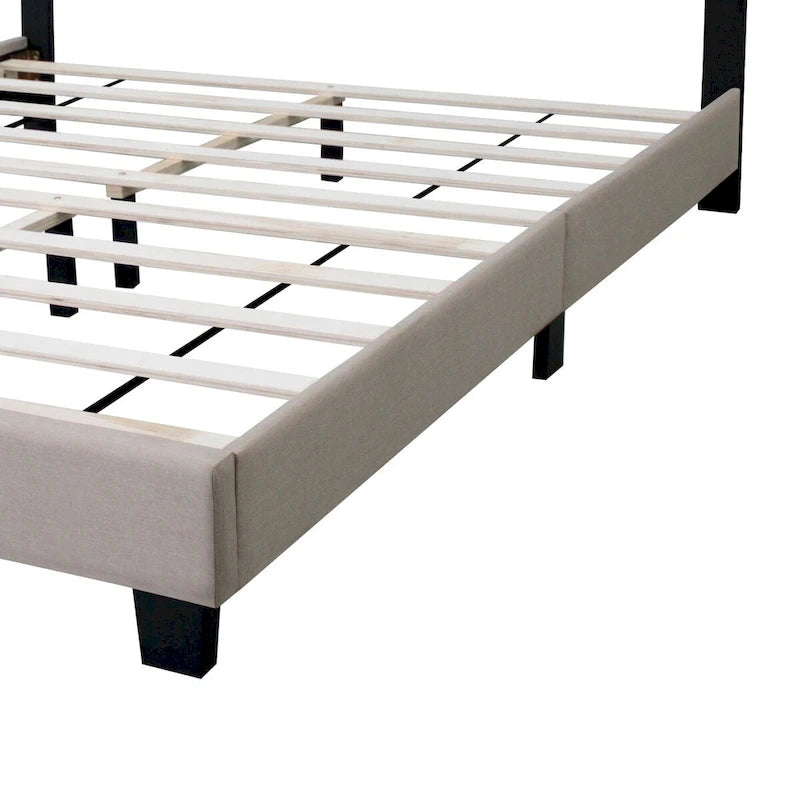 Cadre de lit tapissé réglable Queen Size, élégant, durable et résistant à la saleté, pas besoin de matelas à ressorts encombrants