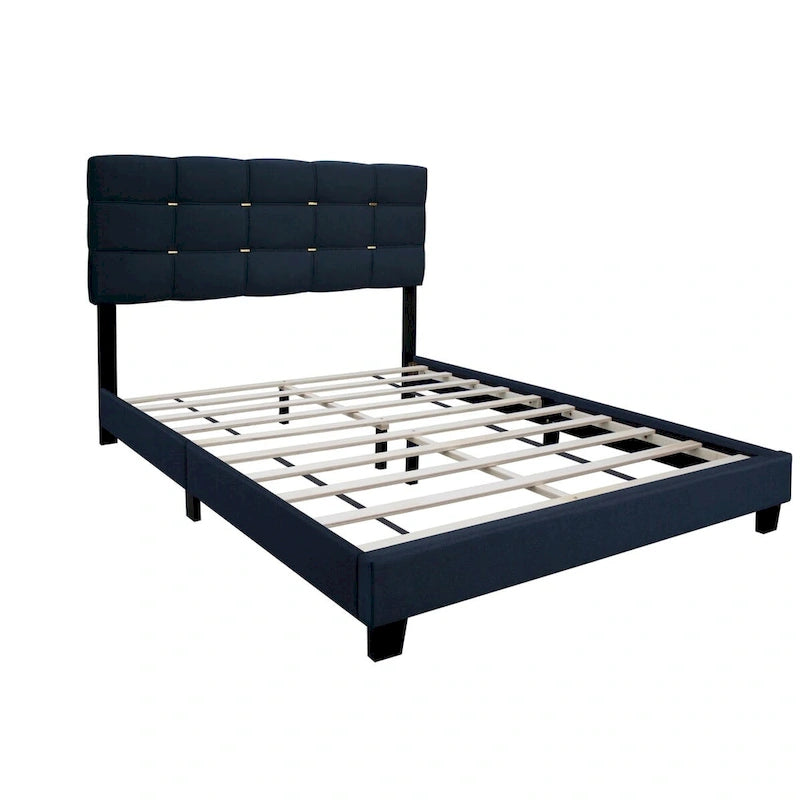 Cadre de lit tapissé réglable Queen Size, élégant, durable et résistant à la saleté, pas besoin de matelas à ressorts encombrants