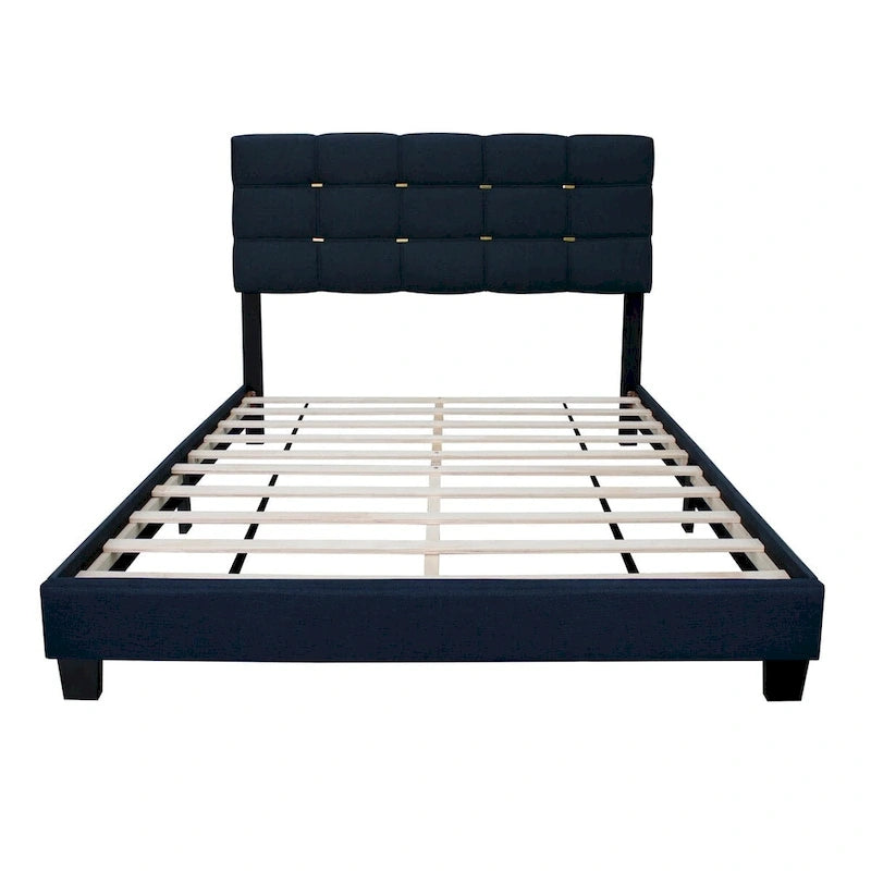 Cadre de lit tapissé réglable Queen Size, élégant, durable et résistant à la saleté, pas besoin de matelas à ressorts encombrants