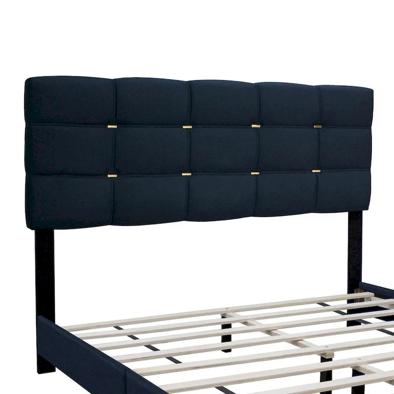 Cadre de lit tapissé réglable Queen Size, élégant, durable et résistant à la saleté, pas besoin de matelas à ressorts encombrants