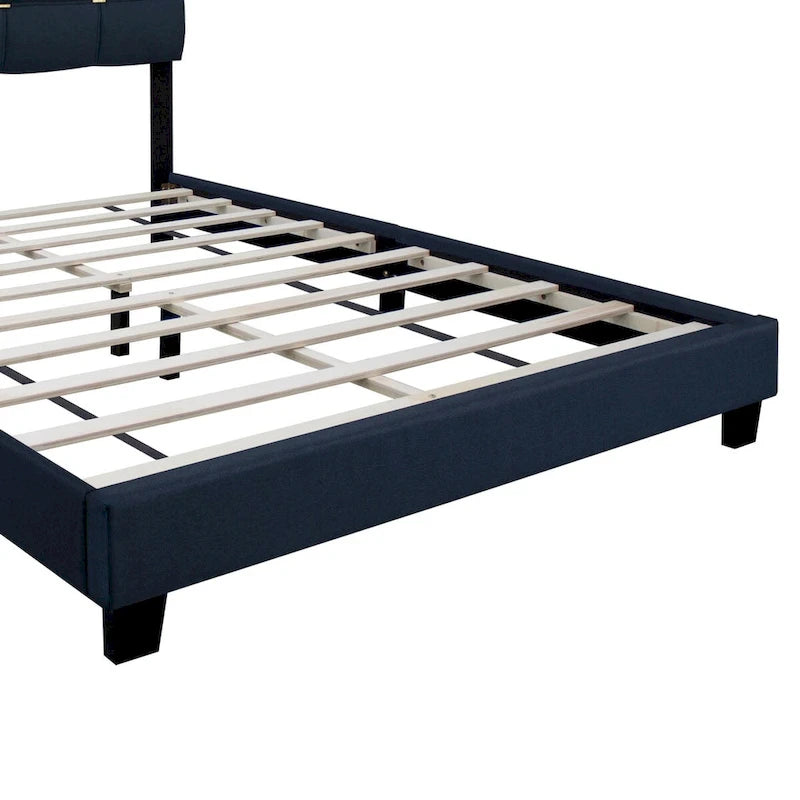 Cadre de lit tapissé réglable Queen Size, élégant, durable et résistant à la saleté, pas besoin de matelas à ressorts encombrants