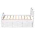 Lit plateforme de rangement double en bois massif avec 6 tiroirs