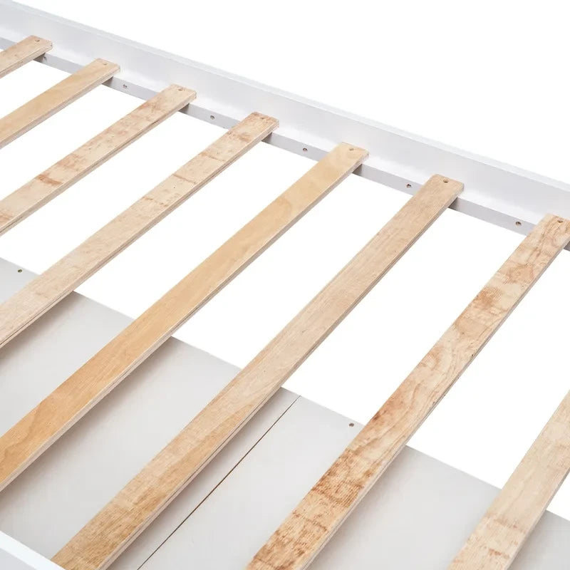 Lit plateforme de rangement double en bois massif avec 6 tiroirs