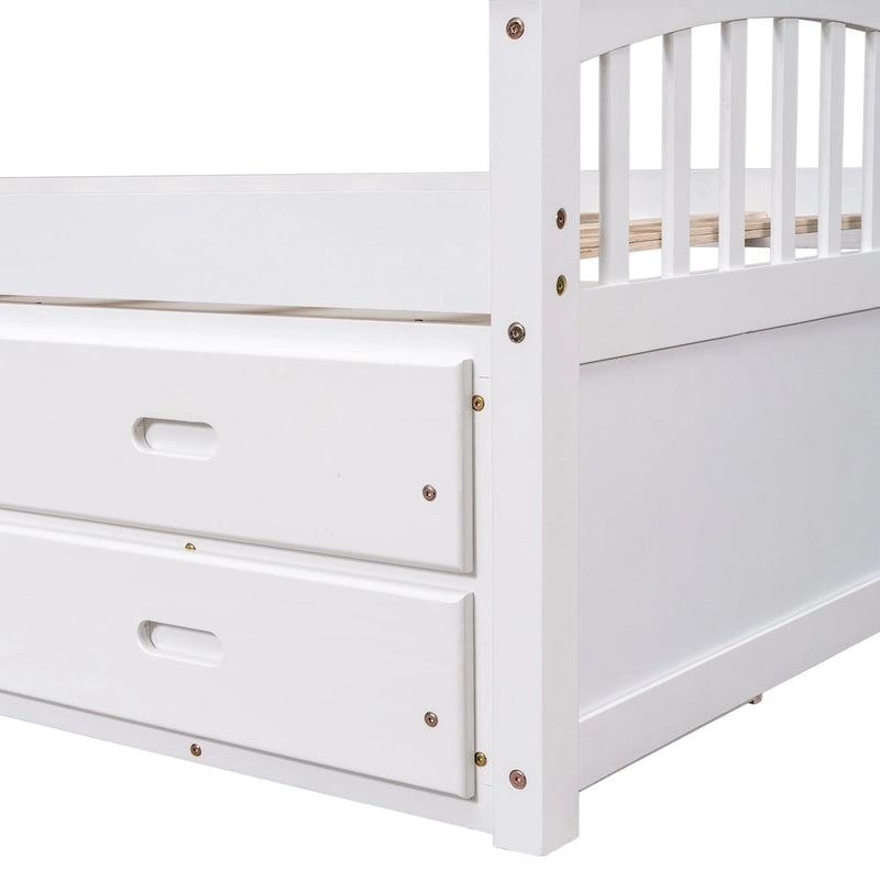 Lit plateforme de rangement double en bois massif avec 6 tiroirs